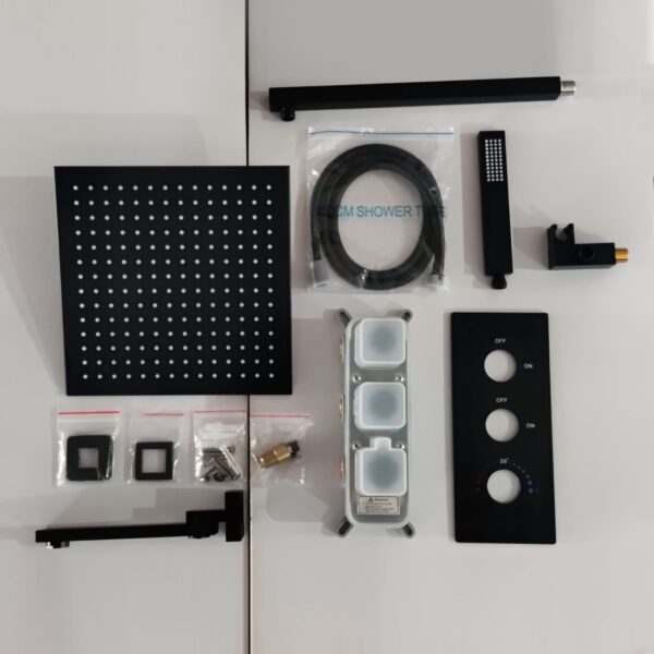 Matte Black Push-Button Shower Set